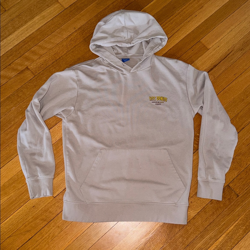 Hot Donuts Beige sweatshirt size men’s large. Outdoors Hoodie Activewear - Picture 1 of 7